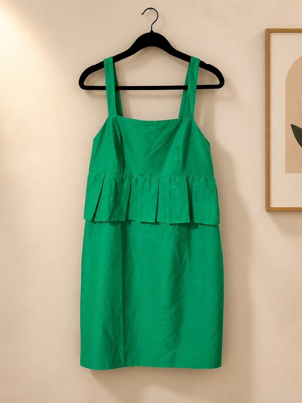 J. Crew Bright Green Sleeveless Peplum Midi Dress